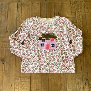 Mini Boden floral flip sequin house long sleeve tee